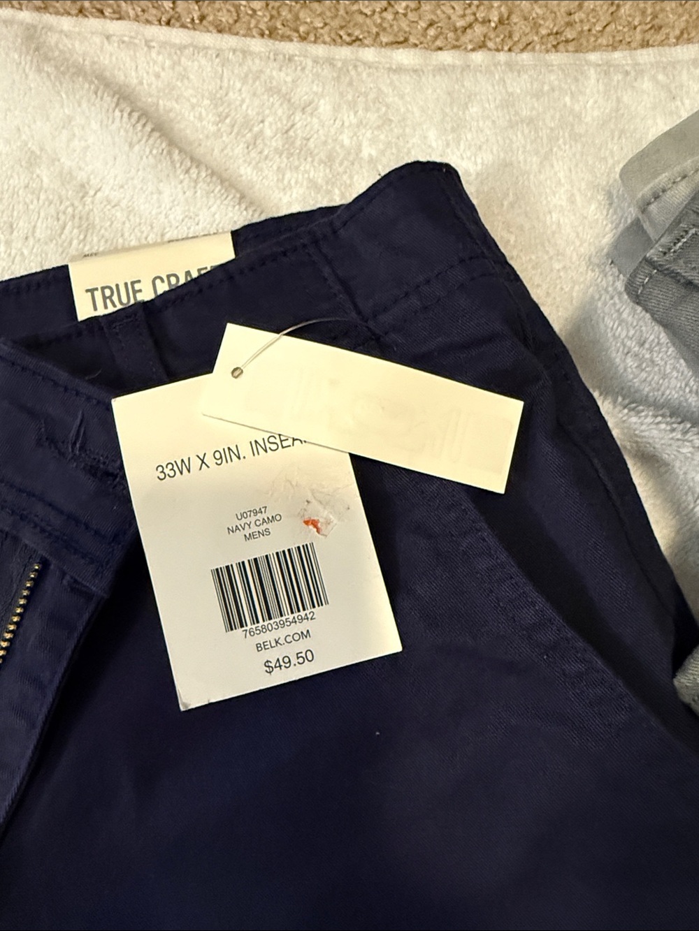 True Craft Navy Zipper Fly Chino Shorts - Picture 3 of 4